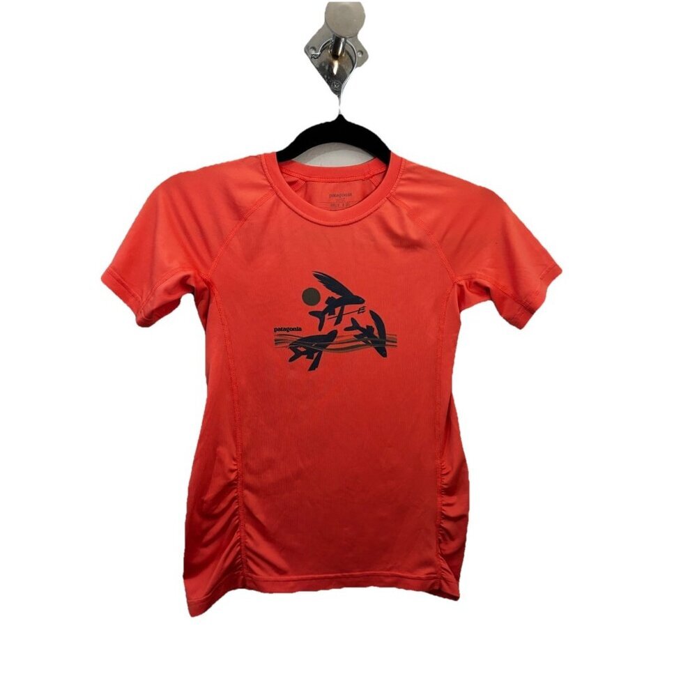 Patagonia Rash Guard Short Sleeve Orange Color Size Girls S 8
